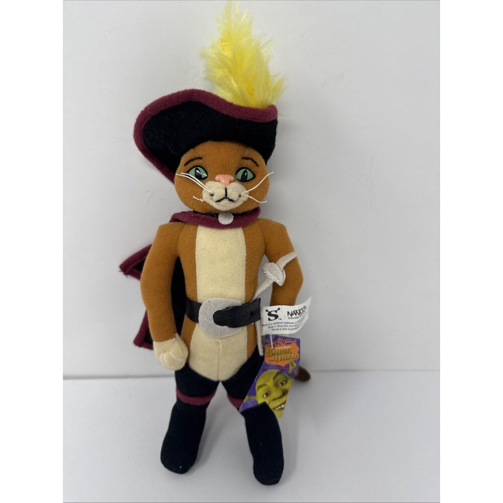 Vintage 2004 Nanco Shrek the Third Puss in Boots 11" Plush w/ Hang Tag